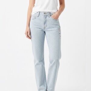 Levi’s Premium 501 Original Fit Jeans W26 L31 Light Wash Striped Denim